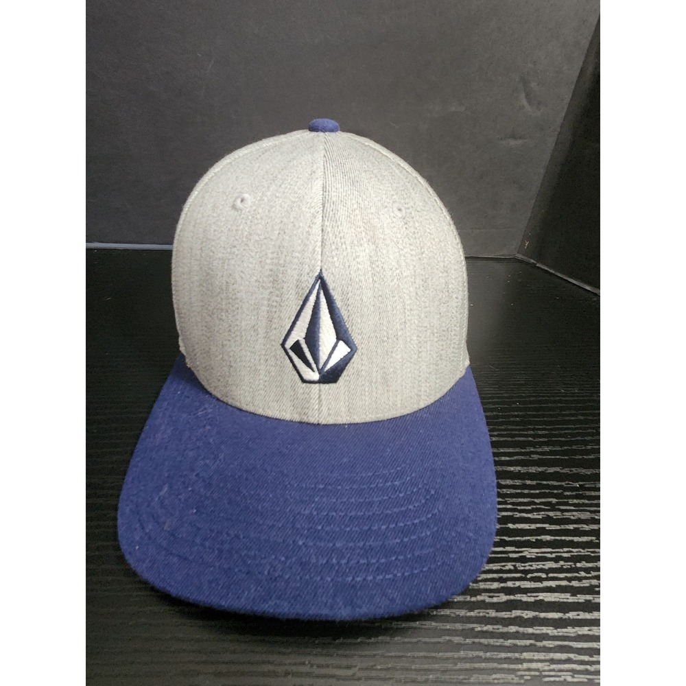 Volcom Flexfit‎ Hat L XL Two Tone Gray Blue Snapback Baseball Cap